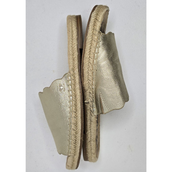 SAM EDELMAN ANDY GOLD LEATHER SANDALS ESPADRILLES SIZE 8 M - Picture 4 of 8
